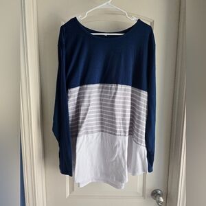 Women's Long Sleeve Knit Top Blue, Wht, Gry
